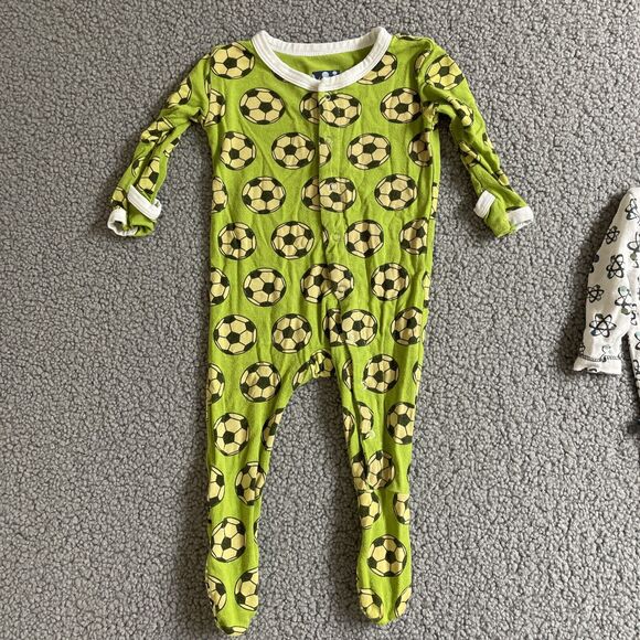 Kickee Pants Sleeper Pajamas + Bodysuit Size 3-6 Months Bamboo Soccer‎ Ball - Picture 5 of 7